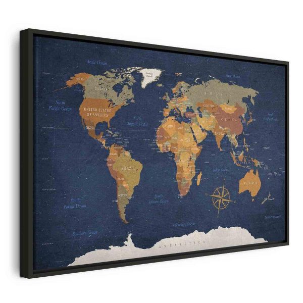 Canvas Print - World Map: Ink Oceans