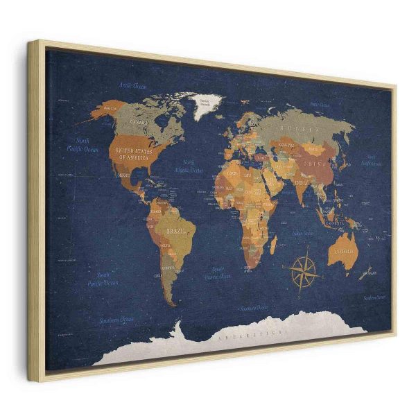 Canvas Print - World Map: Ink Oceans