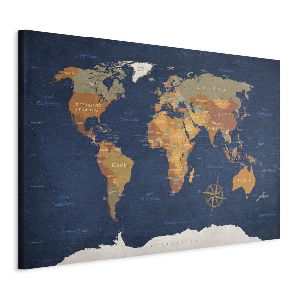Canvas Print - World Map: Ink Oceans