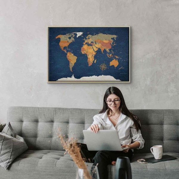 Canvas Print - World Map: Ink Oceans