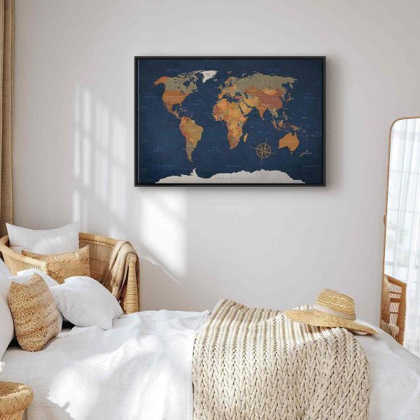 Canvas Print - World Map: Ink Oceans