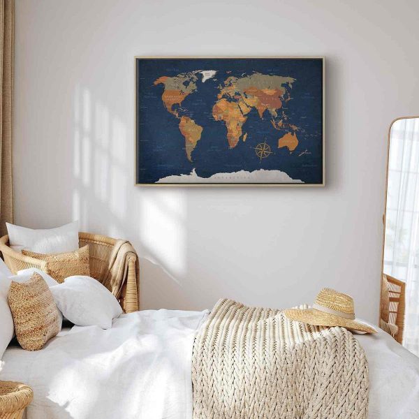 Canvas Print - World Map: Ink Oceans