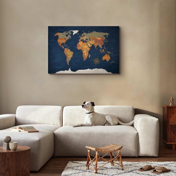 Canvas Print - World Map: Ink Oceans