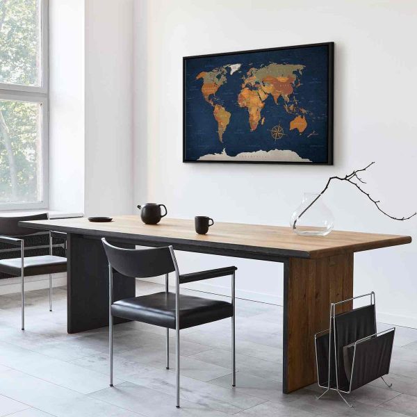 Canvas Print - World Map: Ink Oceans