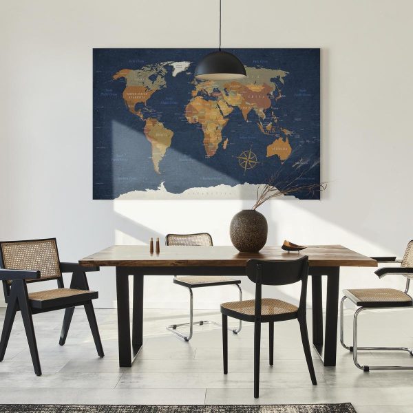 Canvas Print - World Map: Ink Oceans