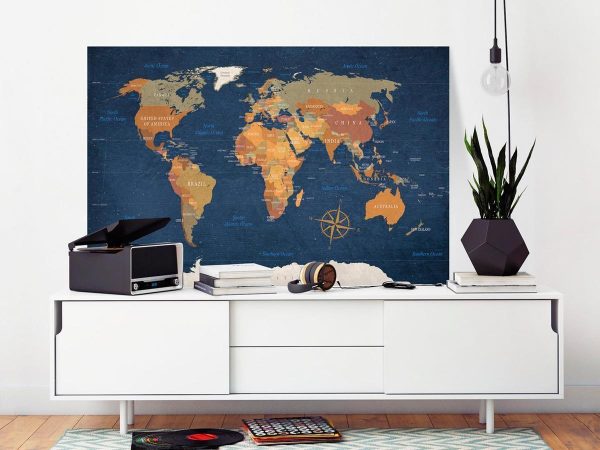 Canvas Print - World Map: Ink Oceans