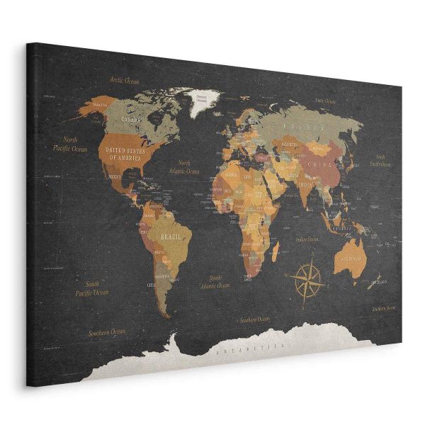 Canvas Print - World Map: Secrets of the Earth