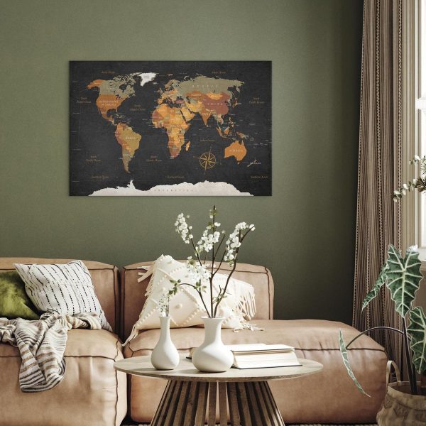 Canvas Print - World Map: Secrets of the Earth