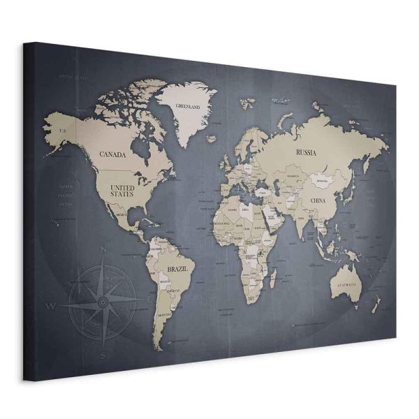 Canvas Print - World Map: Shades of Grey