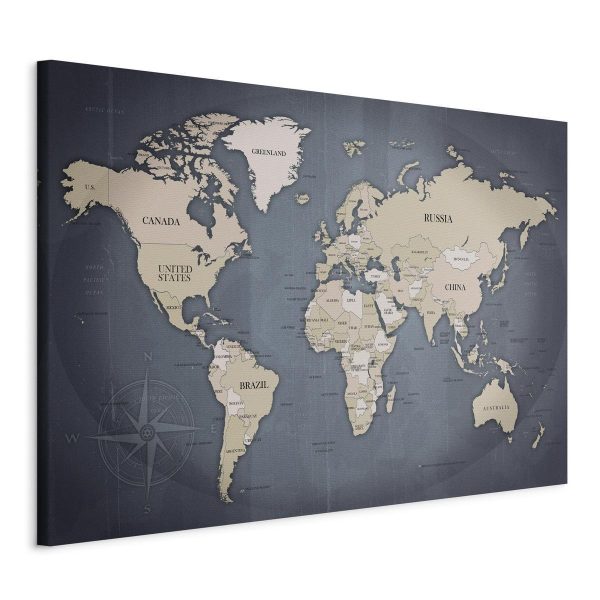 Canvas Print - World Map: Shades of Grey
