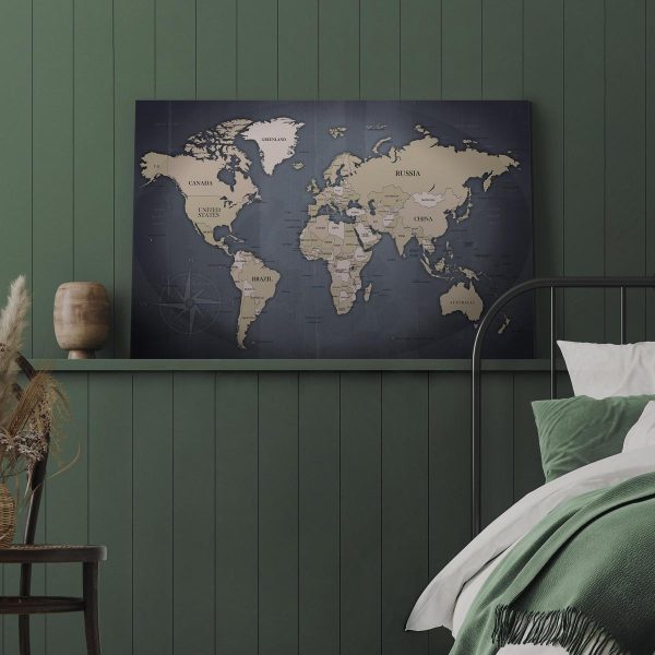 Canvas Print - World Map: Shades of Grey