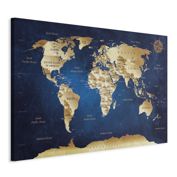 Canvas Print - World Map: The Dark Blue Depths