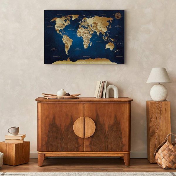 Canvas Print - World Map: The Dark Blue Depths