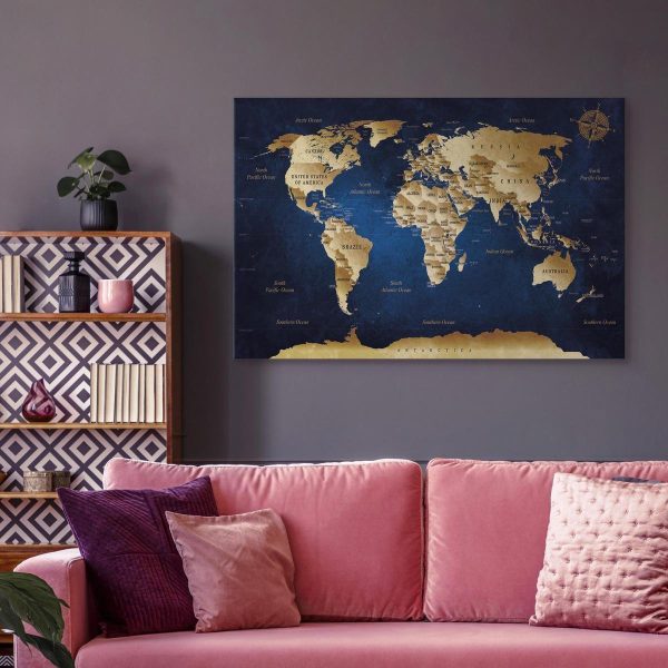 Canvas Print - World Map: The Dark Blue Depths