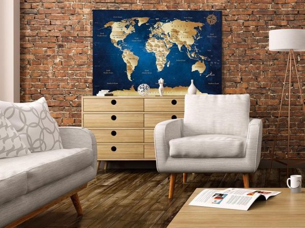 Canvas Print - World Map: The Dark Blue Depths