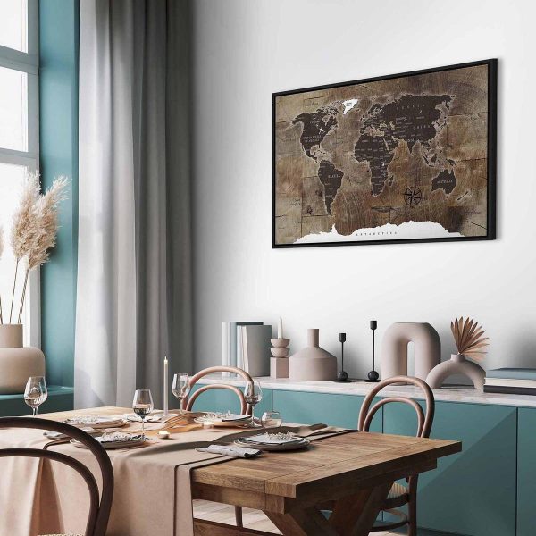 Canvas Print - World Map: Wooden Mosaic