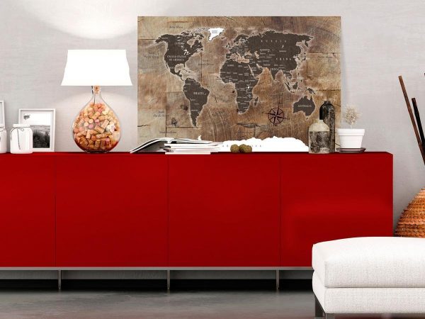 Canvas Print - World Map: Wooden Mosaic