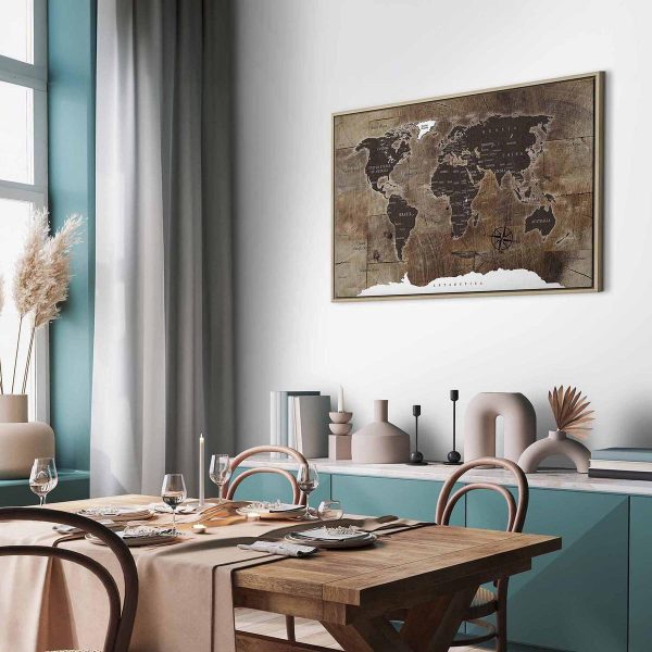 Canvas Print - World Map: Wooden Mosaic