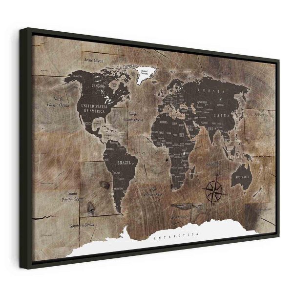 Canvas Print - World Map: Wooden Mosaic