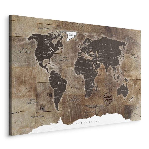 Canvas Print - World Map: Wooden Mosaic