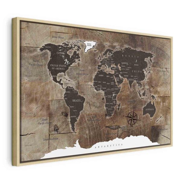 Canvas Print - World Map: Wooden Mosaic