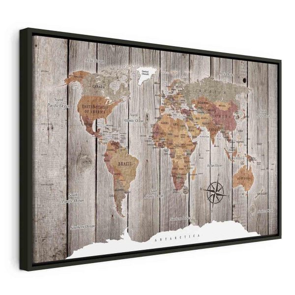 Canvas Print - World Map: Wooden Stories