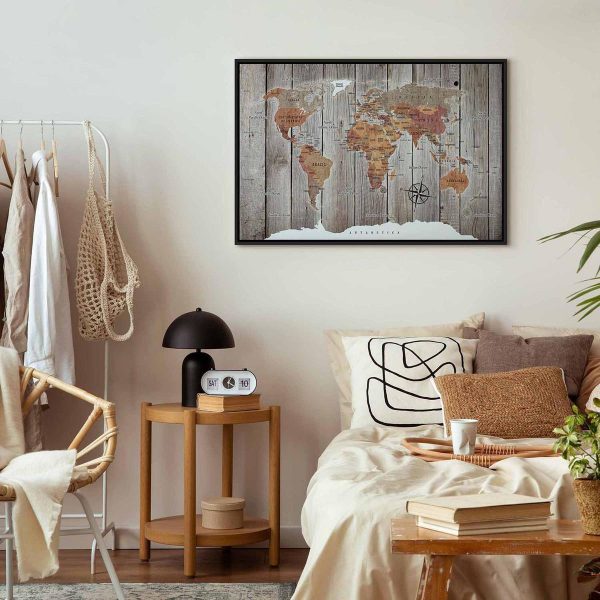 Canvas Print - World Map: Wooden Stories