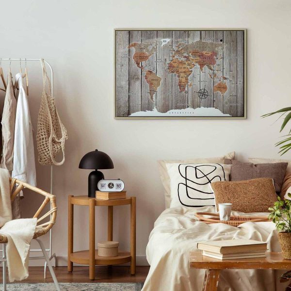 Canvas Print - World Map: Wooden Stories