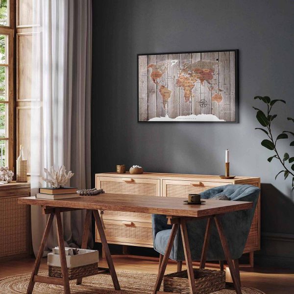 Canvas Print - World Map: Wooden Stories