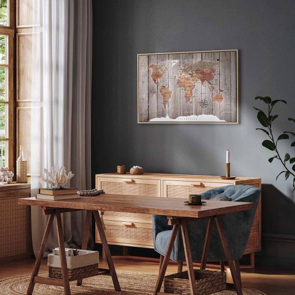 Canvas Print - World Map: Wooden Stories