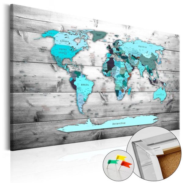 Decorative Pinboard - Blue Continents