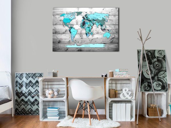 Decorative Pinboard - Blue Continents