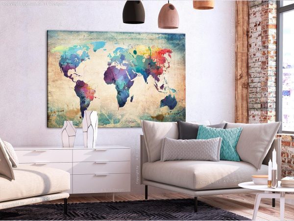 Decorative Pinboard - Colorful World Map