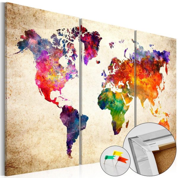 Decorative Pinboard - Corkboard Map in Watercolor