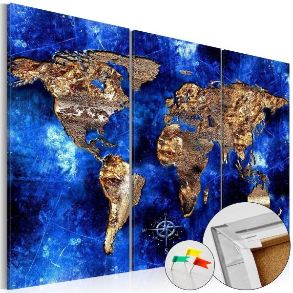 Decorative Pinboard - Golden Continents