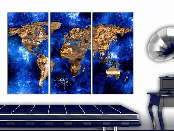 Decorative Pinboard - Golden Continents