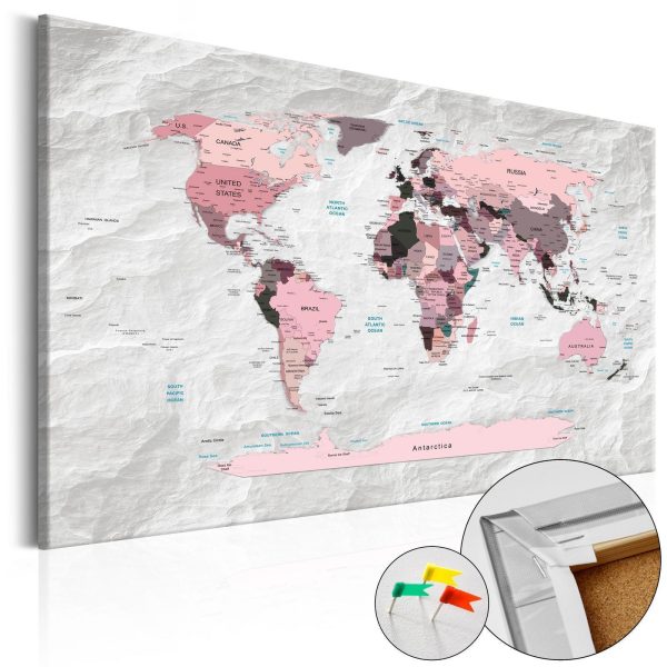 Decorative Pinboard - Pink Continents