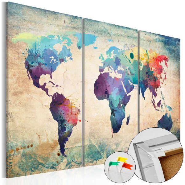 Decorative Pinboard - Rainbow Map