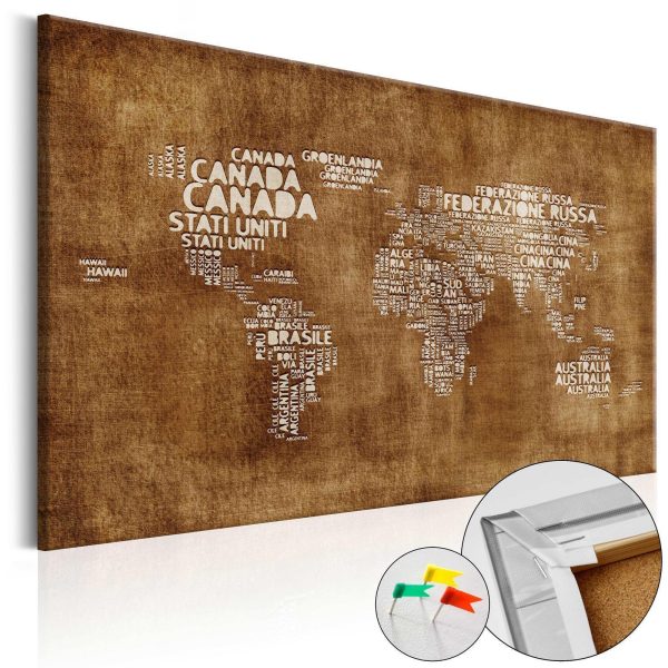 Decorative Pinboard - The Lost Map [Cork Map - Italian Text]
