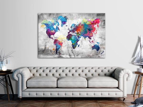 Decorative Pinboard - World Map: Grey Style