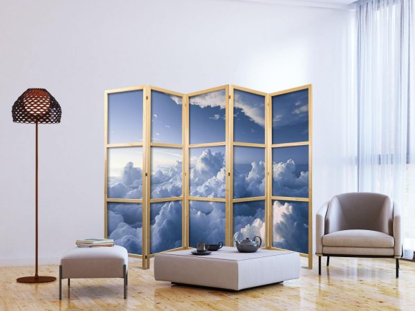 Japanese Room Divider - Aerial Landscapes: Rays Illuminating Fluffy Cloud Formations - Image 3