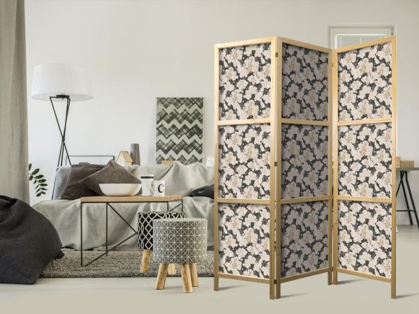 Japanese Room Divider - Among Pink Shrubs - White and Beige Rabbits on a Blooming Meadow - Image 2