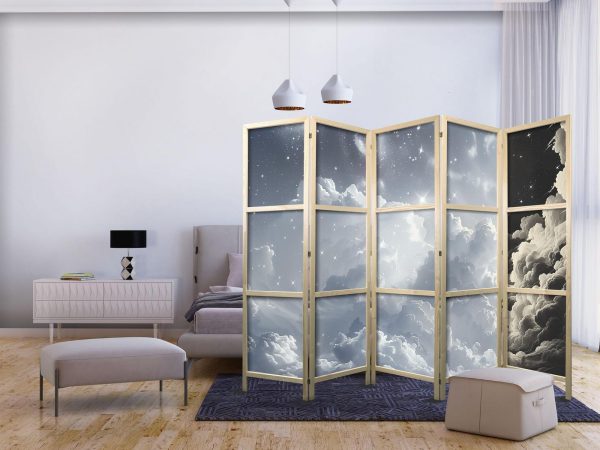 Japanese Room Divider - Astral Calm: Stars Scattered Over Delicate Clouds - Image 2