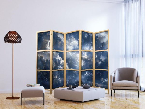 Japanese Room Divider - Astronomical Wonders: Clouds and Stars in Harmonious Combination - Image 3