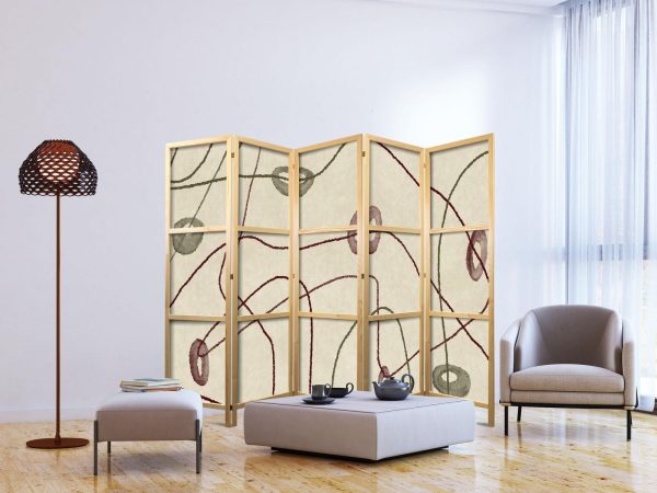 Japanese Room Divider - Bead Labyrinth - Minimalist Abstraction on a Worn Background - Image 3