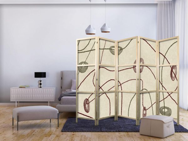Japanese Room Divider - Bead Labyrinth - Minimalist Abstraction on a Worn Background - Image 2