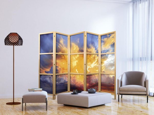 Japanese Room Divider - Beautiful Sunset - Clouds in Warm Shades - Image 3