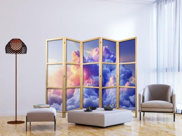 Japanese Room Divider - Clouds Like Painted: Artistic Brushes of Dawn Painting the Sky