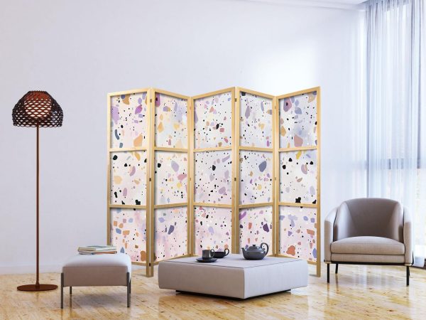 Japanese Room Divider - Confetti-Style Terrazzo - Purple-Pink - Colorful Pattern - Image 3