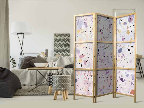 Japanese Room Divider - Confetti-Style Terrazzo - Purple-Pink - Colorful Pattern - Image 2
